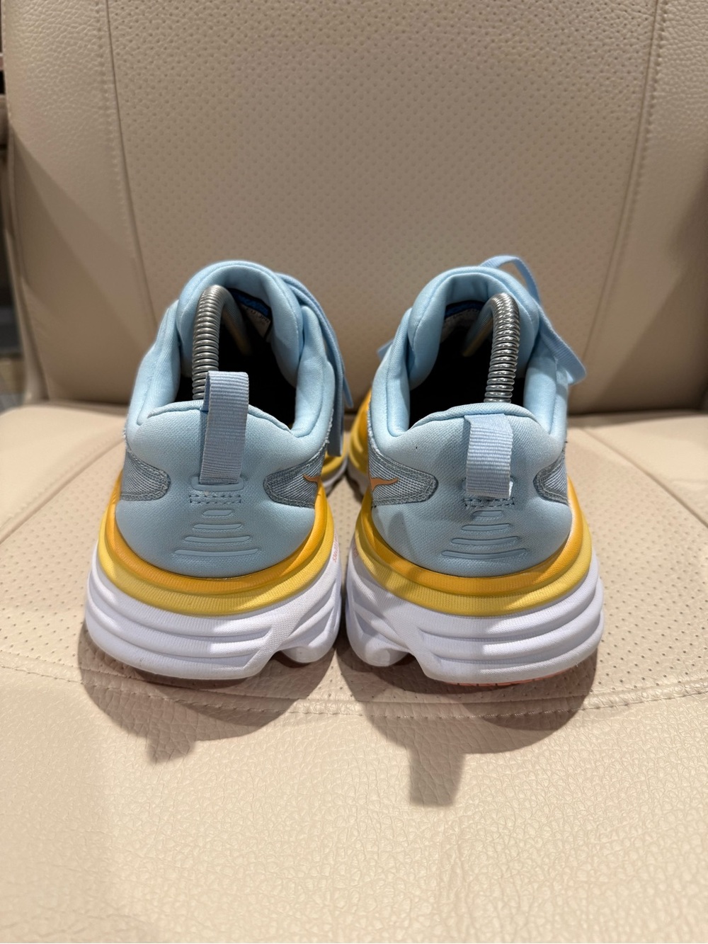 Size 9 - Hoka One Bondi 8 Women's Light Blue and Yellow Athletic Running Shoes - Picture 4 of 7